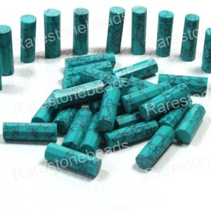 10 pieces turquoise gemstone, fancy shape gemstone, pillar shape gemstone, Created  turquoise stone, jewelry making stone beads size 6x20 mm
