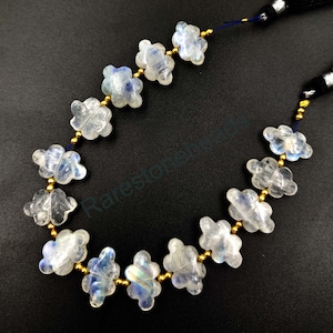 Moon stone Clued, 8 Pieces, Natural Gemstone, Carving Stone, Drilled stone, Blue Flash Moon stone, Gemstone Cloud, Moon stone size 10x14 mm