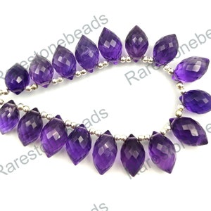 Amethyst Gemstone, 10 Pieces, Natural Gemstone, Drilled gemstone, Purple Amethyst, Amethyst Jewelry, Micro Faceted Amethyst size 8x14 mm