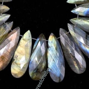 Natural Labradorite, 8 Pieces, Top drilled gemstone, Multi Labradorite, Faceted labradorite, Long shape pear, Labradorite stone size10x30 mm