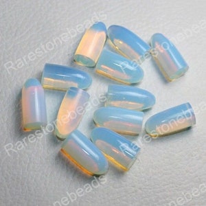 8 Pieces Opalite Gemstone, Opalite glass, Bullet Shape Gemstone, Loose Cabochon, Opalite For Pendant, Polish Stone, Size 9x18 MM opalite