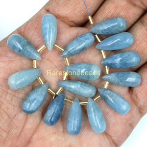 Natural Aquamrine gemstone, Teardrop gemstone, Long shape Teardrop, Blue Aquamarine, Smooth polish gemstone, Quantity 6 pieces size 9x20 mm