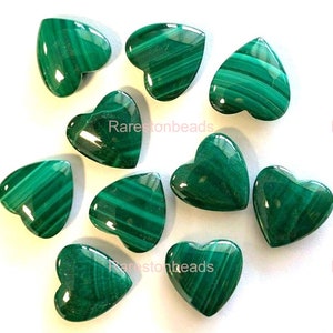 Natural Malachite gemstone, Smooth polish stone, 8 Pieces Carving stone, Gemstone Heart shape, loose stone heart, Malachite heart size 12 mm