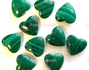 Natural Malachite gemstone, Smooth polish stone, 6 Pieces Crving stone, Gemstone Heart shape, loose stone heart, Malachite heart size 12 mm