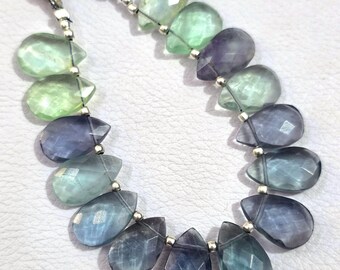 Fluorite Gemstone, 10 Pieces, Natural Fluorite Pear, Drilled Gemstone, Fluorite Jewelry, Faceted Fluorite, Buy Bulk Gemstone size 10x15 mm
