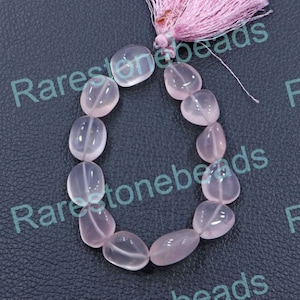 Pepitas de cuarzo rosa, 12 piezas, piedras preciosas perforadas, pepitas de piedras preciosas sueltas, piedras preciosas naturales Cuarzo rosa pulido suave, tamaño de pepitas de 8 a 12 mm