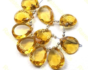 Citrin facettierte Perlen, 10 Stück, Top gebohrter Edelstein, Citrin Birne, facettierter Schliff Stein, Citrin Farbe Glas, Citrin Schmuck Größe 13 x 18 mm