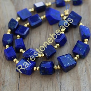 Lapis Lazuli gemstone, 15 pieces Drilled gemstone, Nuggets shape stone, faceted gemstone, natural lapis beads, lapis lazuli size 8 to 12 mm