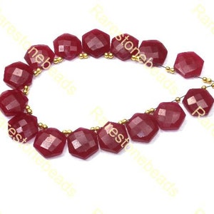 10 pieces Natural dyed ruby gemstone, hexagon shape gemstone, dyed ruby beads, good quality gemstone, dyed color quartz beads size 12x12 mm