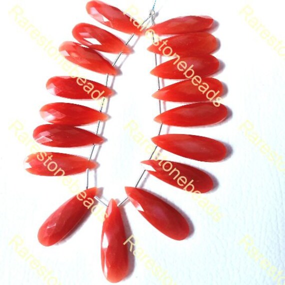 Red Onyx, 10 Pieces, Natural Red Onyx Pear, Drilled Gemstone