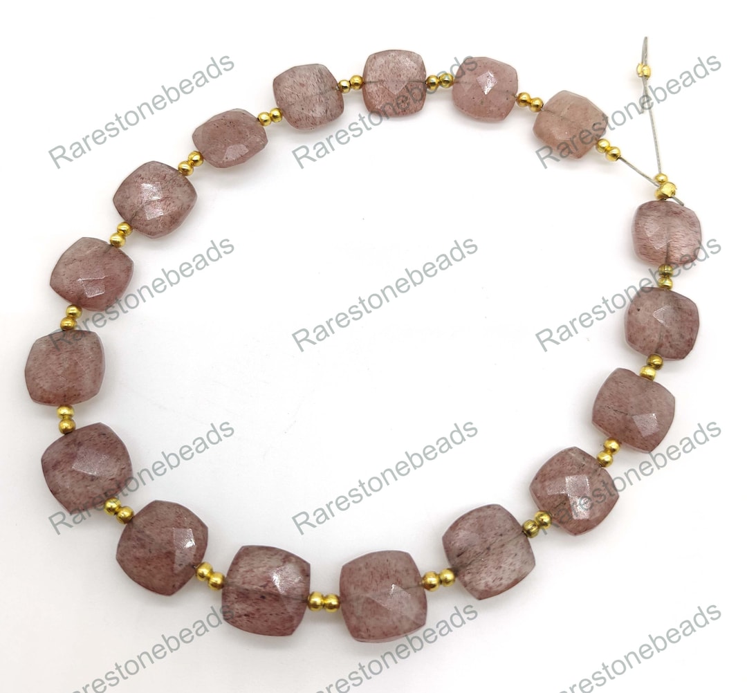 Pink Strawberry Quartz, 10 Pieces, Natural Gemstone, Faceted Gemstone