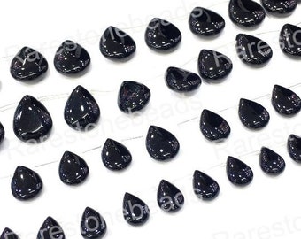 10 pièces de pierres précieuses d'onyx noir, pierre cabochon, bijoux en onyx poli, pierres précieuses percées, pierres précieuses faites à la main, cabochon en vrac, taille 12x16 mm