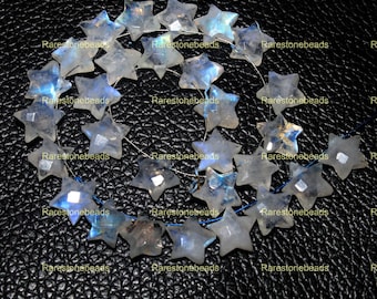 Natural Rainbow moon stone, 10 Pieces drilled moon stone, Moon stone star, fancy shape gemstone, Rainbow Moon Stone Jewelry, size 10x10 mm