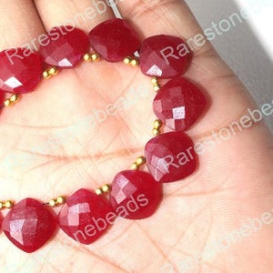 10 pieces Natural dyed ruby quartz gemstone, cushion shape gemstone, top drilled gemstone for jewelry, dyed color gemstone, size 12x12 mm