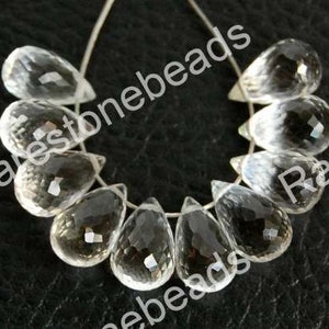 10 Pieces Natural Clear Quartz Teardrop, Faceted gemstone, Top drill gemstone, Natural Crystal Teardrop, crystal beads stone size 8x15 mm