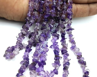 Natural Amethyst, 18 Inch Strand, Driiled gemstone, Amethyst beads, Gemstone Chips, Amethyst Chips, Purple Amethyst beads size 5 to 6 mm