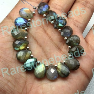 Labradorite Gemstone, 10 Pieces, Natural Multi Labradorite, Faceted Loose gemstone, Blue Labradorite, Top Drill Labradorite size 9x13 mm