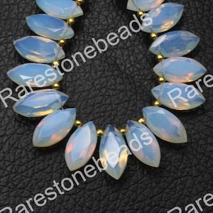 Opalite Beads, 10 Pieces, opalite Glass Beads, drilled gemstone for jewelry, marquise shape beads, opalite  Faceted Opalite size 7x14 mm