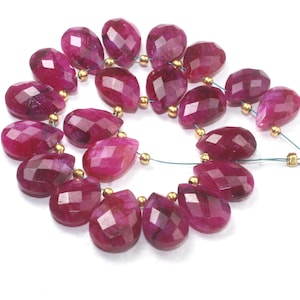 10 pieces Natural dyed ruby quartz  gemstone, pear shape gemstone, top drilled gemstone for jewelry, dyed color gemstone, size 10x15 mm ruby