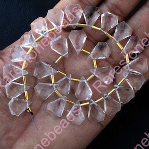 10 pieces clear quartz gemstone, crystal gemstone beads, drilled gems stone, top drilled crystal, faceted gemstone, gemstone size 12x16  mm