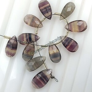 Fluorite Gemstone, 10 Pieces, Natural Gemstone, Drilled gemstone, Multi Fluorite Pear, Faceted Fluorite Beads, Fluorite stone size 8x16 mm