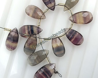 Fluorite Gemstone, 10 Pieces, Natural Gemstone, Drilled gemstone, Multi Fluorite Pear, Faceted Fluorite Beads, Fluorite stone size 8x16 mm