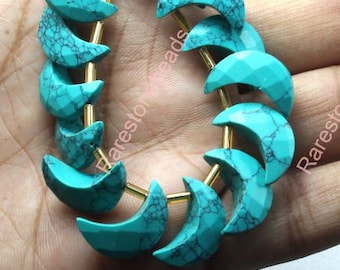 10 pieces Turquoise gemstone moon, carving gemstone, crescent moon, moon shape gemstone, How lite turquoise, Synthetic moon , size 7x17  mm