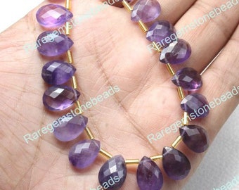 10 pieces Natural Amethyst pear shape gemstone, top drilled natural gemstone, amethyst beads, rose cut gemstone, amethyst size 9x13 mm beads