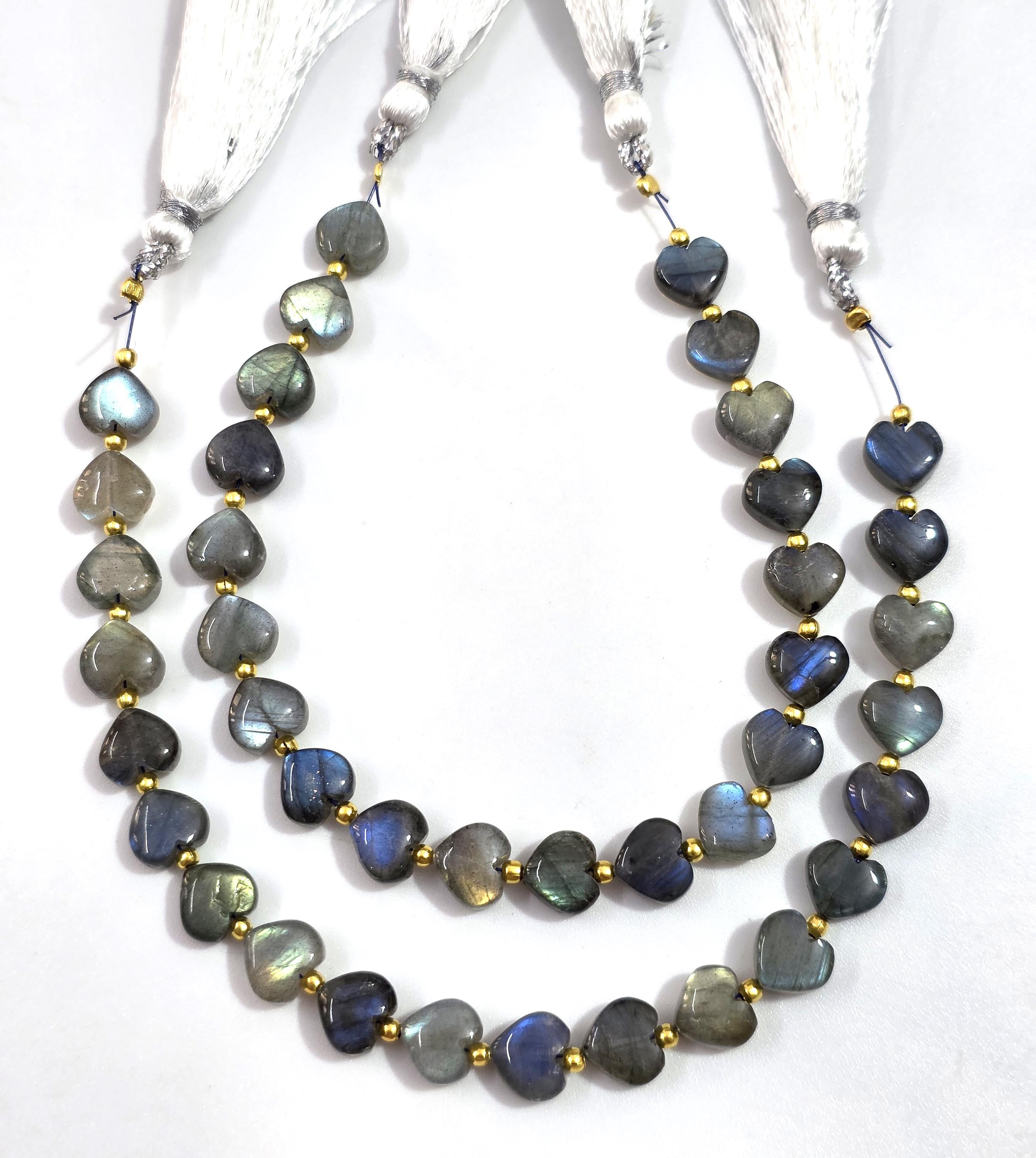 ブルーフラッシュラブラドライト、20 個、ラブラドライト ハート型