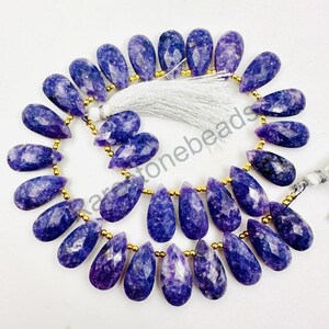 Lepidolite Gemstone, 10 Pieces, Natural Gemstone, Natural Lepidolite Stone Jewelry, Drilled gemstone, Faceted stone,Lepidolite size 10x20 mm