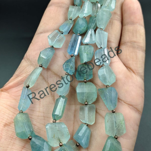 Natural Aquamarine Nuggets, 20 Pieces, Drilled stone, Milky Aquamarine, Blue Aquamarine, Faceted Nuggets, Aquamarine Jewelry size 8 to 13 mm