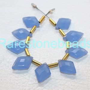 Blue Chalcedony Gemstone, 10 Pieces, Faceted Gemstone, Loose Fancy Gemstone, Blue Chalcedony,  Drilled stone, Chalcedony Glass size 10x14 mm