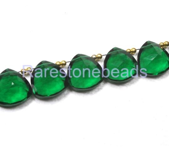 10 Pieces Emerald Quartz Gemstone, Top Drilled Gemstone