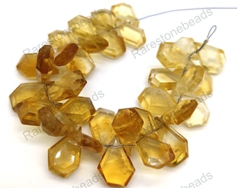 Natürlicher Citrin Edelstein, 15 Stück, gebohrter Edelstein, Citrin Perlen, facettierter Citrin, oben gebohrter Stein, Citrin Schmuck, Größe 10x15 mm