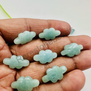 Natural Aquamarine, 6 Pieces, Aquamarine Cloud, Carving gemstone, Aquamarine Beads, Gemstone Cloud, Natural Stone Cloud, Beads size 10x20 mm