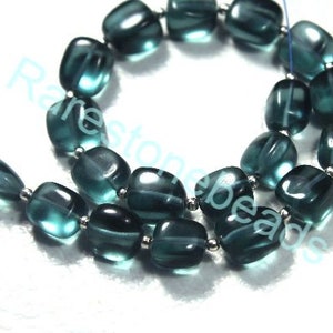 London Blue Topaz Perlen, 15 Stück, gebohrter Edelstein, blauer Topas Glas, seitlich gebohrter Stein, Modeschmuck, Nuggets Form Größe 7 bis 12 mm