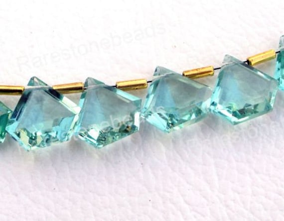 Aquamarine quartz 10 Pieces, top drill stone, drilled gemstone, Diamond shape fancy gemstone, aquamarine Glass quality stone size 15x15 mm
