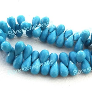 10 Pieces Turquoise gemstone, Teardrop gemstone, Micro Faceted turquoise beads, Created Turquoise, drill gemstone, tiny Drop size 6x11 mm