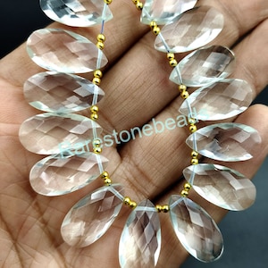 Clear Quartz Gemstone, Drilled gemstone, 10 Pieces, Top drilled gemstone, Crystal Pear, Crystal Jewelry, Faceted Crystal beads size 10x20 mm