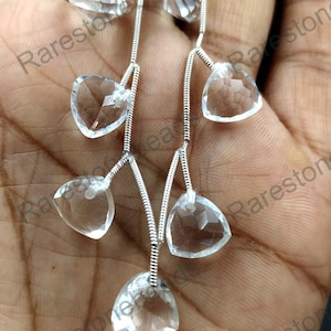Clear Quartz 10 Pieces, Crystal Gemstone, Faceted gemstone, Top drilled gemstone, Clear quartz Jewelry, Crystal Beads Jewelry Size 10x10 mm