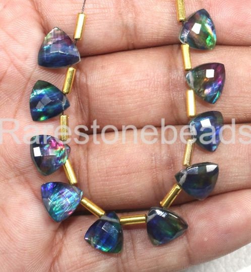 Ammolite Jewlery, 10 Pieces, Ammolite Beads, Drilled gemstone, Ammolite Cut stone, Ammolite Glass, Fancy Ammolite, Ammolite size 10x10 mm