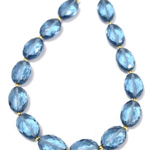Blauwe topaaskralen, 10 stuks, gefacetteerde topaaskralen, hemelsblauwe topaas sieradenkralen, blauwe topaasglas, geboorde topaaskralen, kwartsmaat 10 x 14 mm