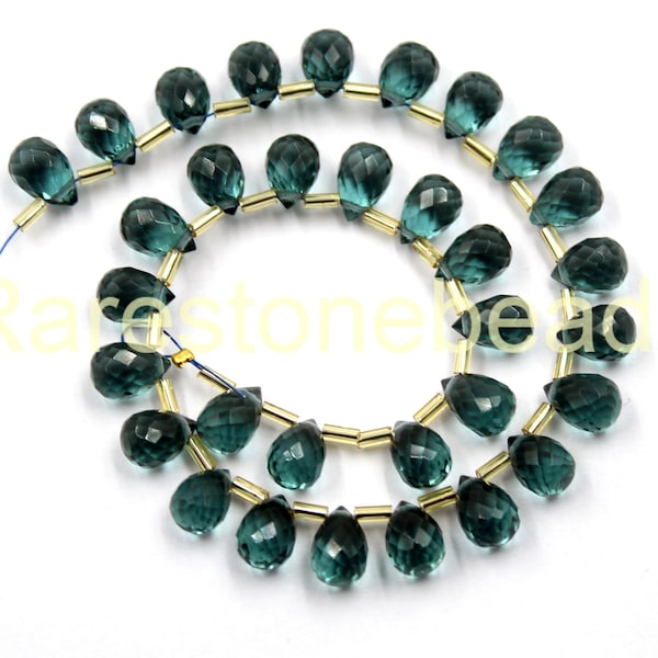 London Blue Quartz, 10 Pieces, Top Drilled Gemstone, Faceted Quartz, London Blue Beads, Teardrop Shape Stone, Synthetic Quartz, Size 8x12 MM