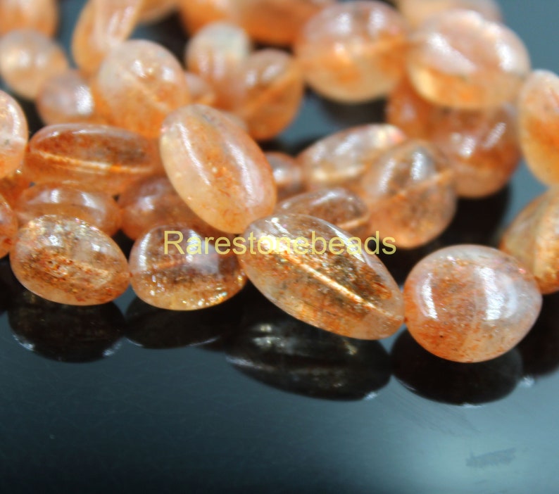 Natural Sun Stone, Top Quality Gemstone, Cabochon Gemstone, Nuggets Shape Stone, Top Drilled stone, Size 5x10 To 8x16 MM Quantity 10 pieces image 6