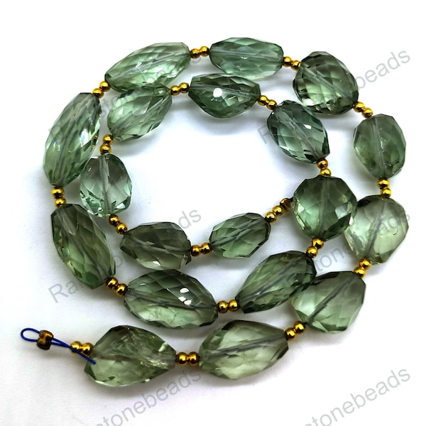 Green Amethyst, 15 Pieces, Gemstone Nuggets, Green Amethyst Beads, Drilled gems, Amethyst Jewelry, Faceted Nuggets, Glass  Size 8 to 16 mm