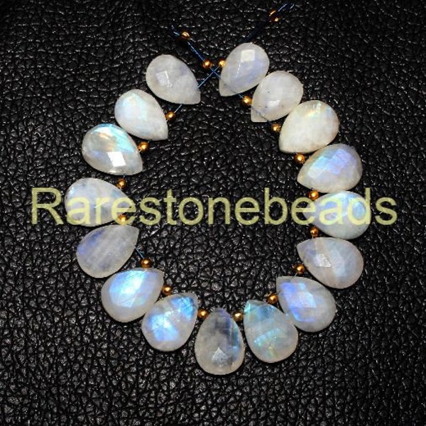 10 pieces natural rainbow moon stone, drilled gemstone, natural gemstone, pear shape gemstone,natural stone jewelry size 10x14 mm moon stone