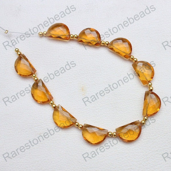 Citrine Beads, 10 Pieces, Citrine Quartz, Drilled gemstone, Fancy shape stone, Synthetic Citrine, Faceted Loose Citrine size 12x18 mm Beads