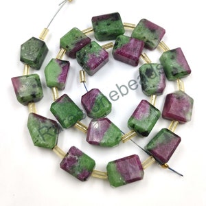 Ruby Zoisite Gemstone, 15 Pieces, Natural Gemstone, Ruby Stone Nuggets, Drilled gemstone, Faceted Nuggets, Ruby Zoisite Jewelry size 8x11 mm
