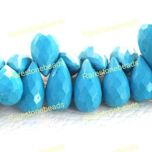20 pieces Turquoise gemstone, drilled teardrop gemstone, blue turquoise, created turquoise,turquoise for silver earring size 6x11 to 8x14 mm