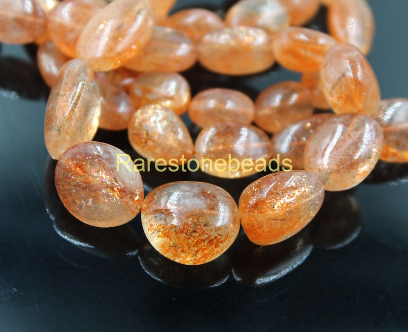 Natural Sun Stone, Top Quality Gemstone, Cabochon Gemstone, Nuggets Shape Stone, Top Drilled stone, Size 5x10 To 8x16 MM Quantity 10 pieces image 7